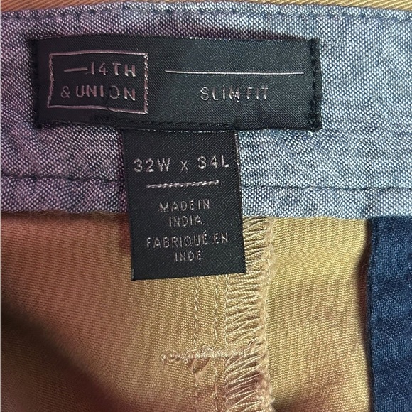 14th & Union Tan Chinos Slim Fit Cotton Twill - Picture 4 of 4